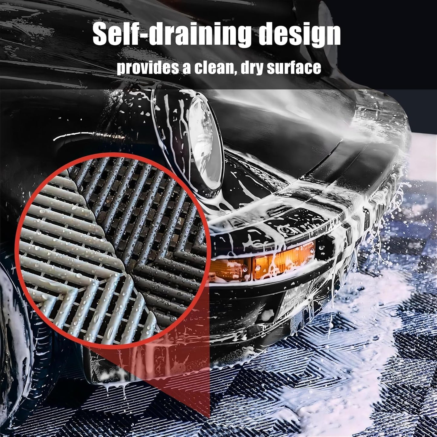 25PCS|15.7"x15.7" Garage Flooring Tiles, Non-Slip Interlocking Plastic Garage Floor Mat, Garage Organization & Garage Storage, Vented Pattern (Black)