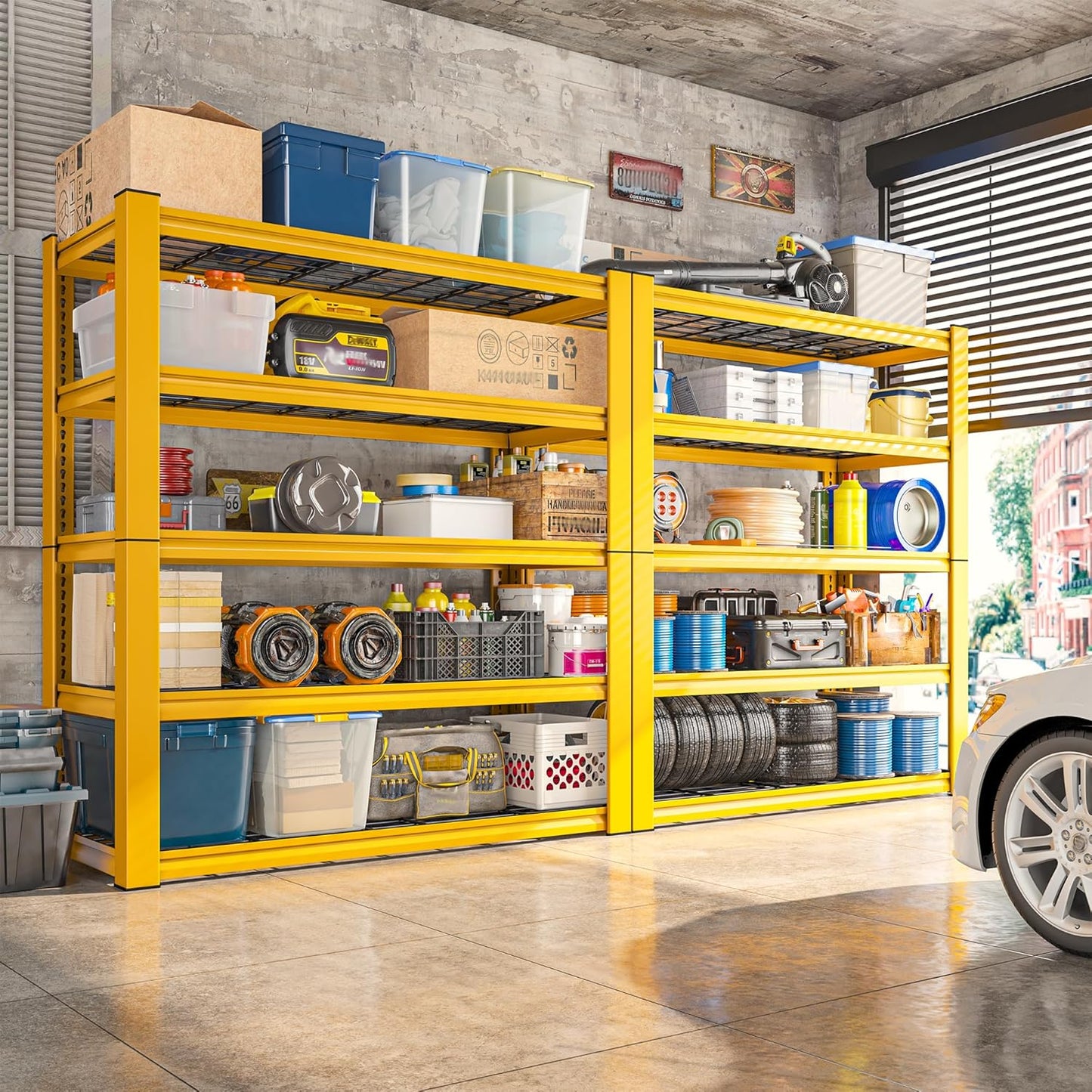 REIBII 72''H Garage Shelving 3010 LBS Storage Shelves Adjustable Metal Shelving 5 Tier Metal Shelves for Storage Industrial Shelf for Pantry Kitchen Basement 72" HX35.5 WX16 D, 3 Pack