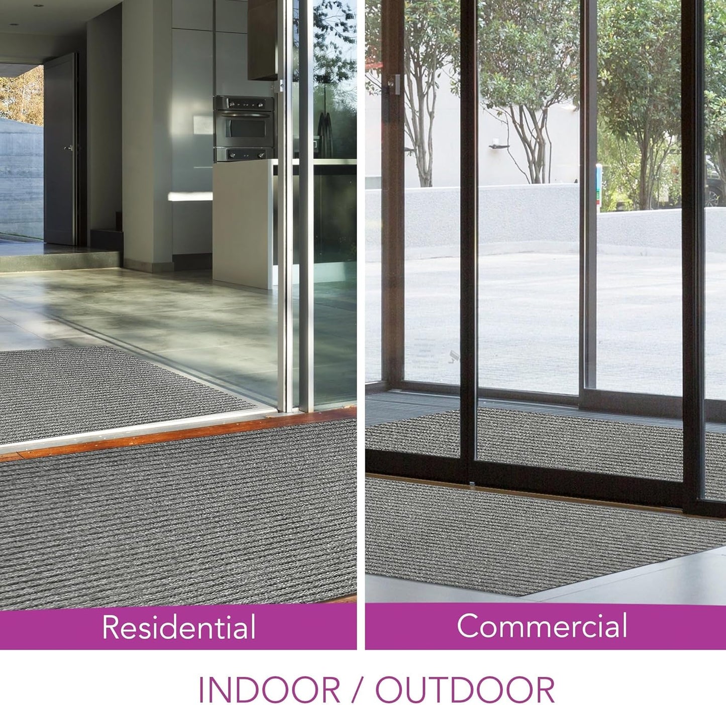 iCustomRug Spartan Weather Warrior Duty Indoor/Outdoor Utility Ribbed in 3ft,4ft,6ft Widths 70 Custom Sizes with Natural Non-Slip Rubber Backing 4'X10' in Grey