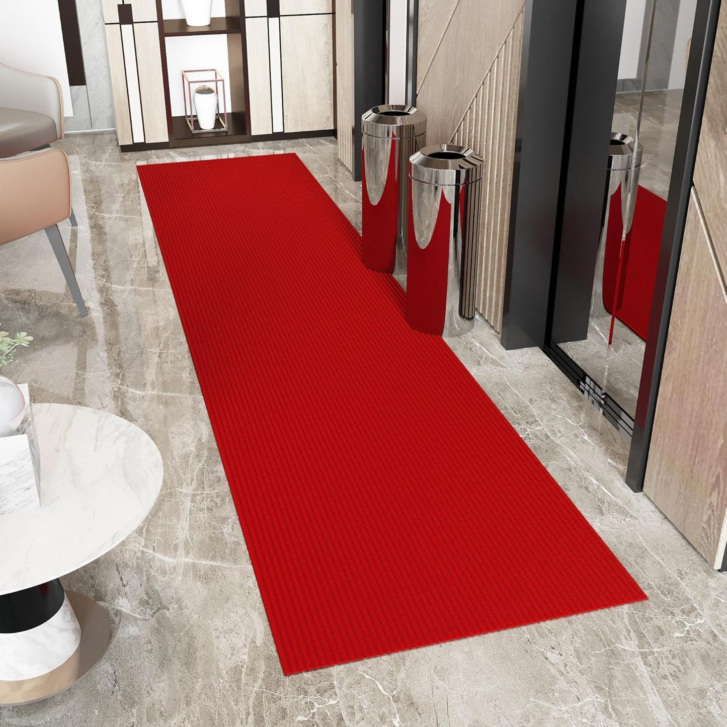 Ottomanson 2' x 12' Hallway Runner with Scraper Pile - Extra Durable Non-Slip Rug Mat for Indoor & Outdoor Use - Ideal for Kitchen, Entryway, Patio & Garage - High-Traffic Carpet, Red