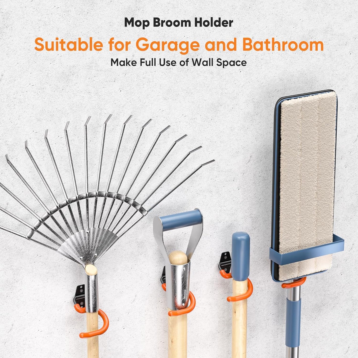 Nacial 26 Pack Garage Hooks Heavy Duty, Utility Steel Garage Storage Hooks with 2 Extension Cord Storage Straps, Utility Garage Wall Mount Hooks for Hanging Bike, Ladder and Garden Tools, Orange