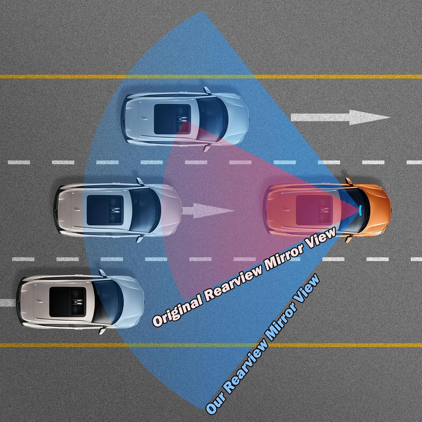 JOYTUTUS Rearview Mirror, 2 pack 12 Inch Panoramic Anti-Glare Clip-on Wide Angle Convex Rear View Mirror, Effectively to Reduce Blind Spot, Universal for More Car SUV Trucks -Blue