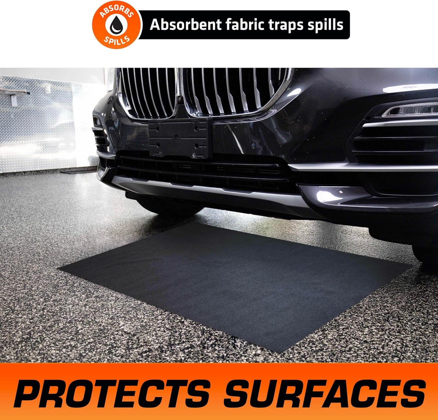 Armor All Premium Oil Spill Mat, Garage Floor Maintenance Mat (30" x 59"), Absorbent Oil Pad, Reusable, Washable, Durable, Waterproof Backing Contains Liquids, Protects Surface (USA Made)