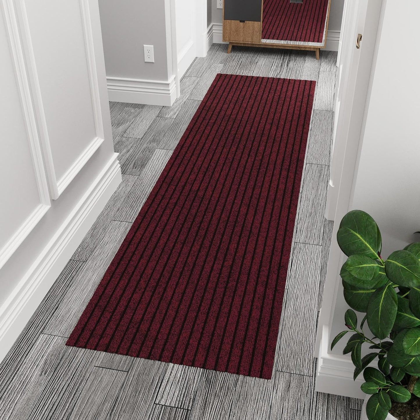 Ottomanson 2'7" x 10' Hallway Runner with Scraper Pile Extra Durable Non-Slip Rug Mat for Indoor & Outdoor Use - Ideal for Kitchen, Entryway, Patio & Garage - High-Traffic Carpet, Red
