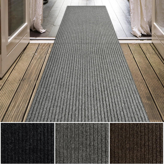 iCustomRug Spartan Weather Warrior Duty Indoor/Outdoor Utility Ribbed in 3ft,4ft,6ft Widths 70 Custom Sizes with Natural Non-Slip Rubber Backing 4'X74' in Grey