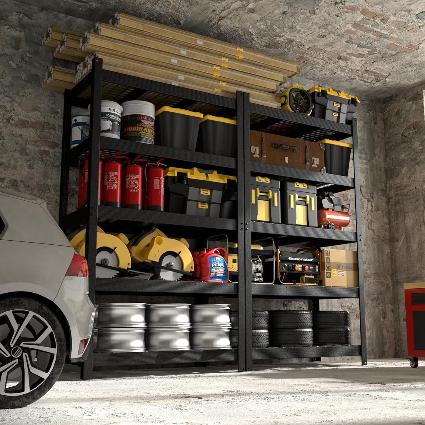 MUPATER 48.03”W × 24.41”D × 83.78”H Metal Storage Shelves, 5-Tier Adjustable Shelves, 3000 LBS Heavy Duty Standing Utility Shelf Racks for Pantry, Warehouse, Kitchen, Garage