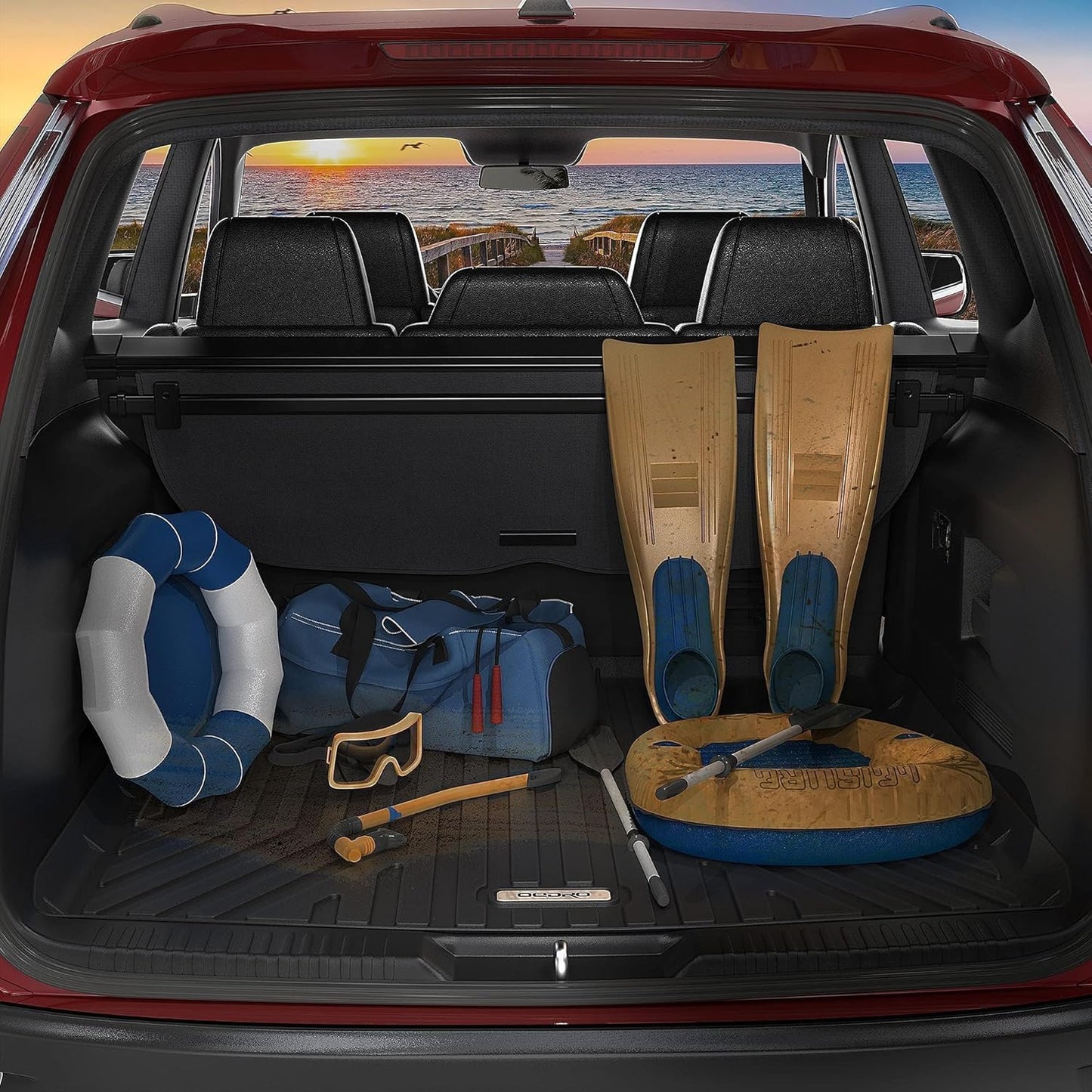 OEDRO Cargo Trunk Liner Fit for 2010-2017 Chevrolet Equinox/GMC Terrain, All Weather Custom Fit Anti-Slip Cargo Mat, Black