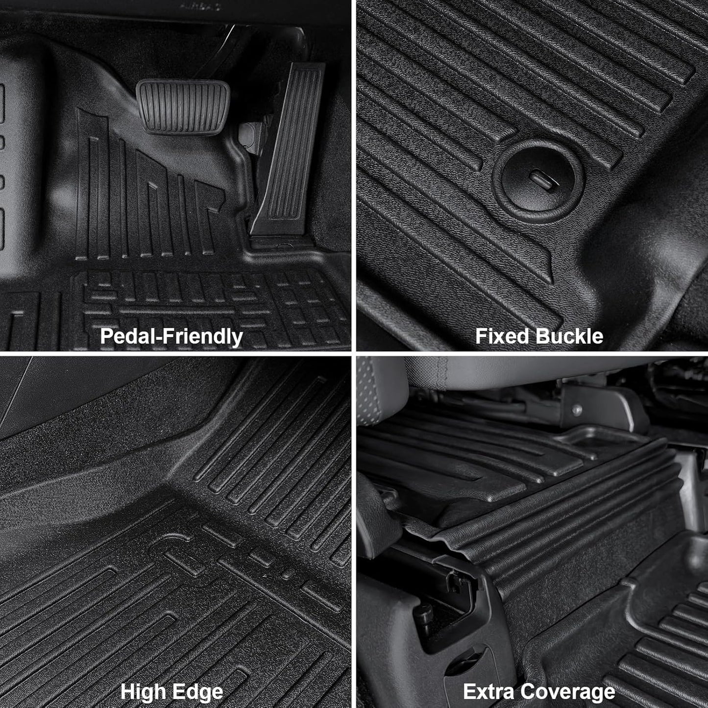 Floor Mats for 2024 2025 2026 Hyundai Santa Fe 6-Seat/7-Seat (Fit Hybrid and Fuel), All Weather TPE Floor Mat and 2-in-1 Cargo Mat with Backrest Mat for Santa Fe Accessories