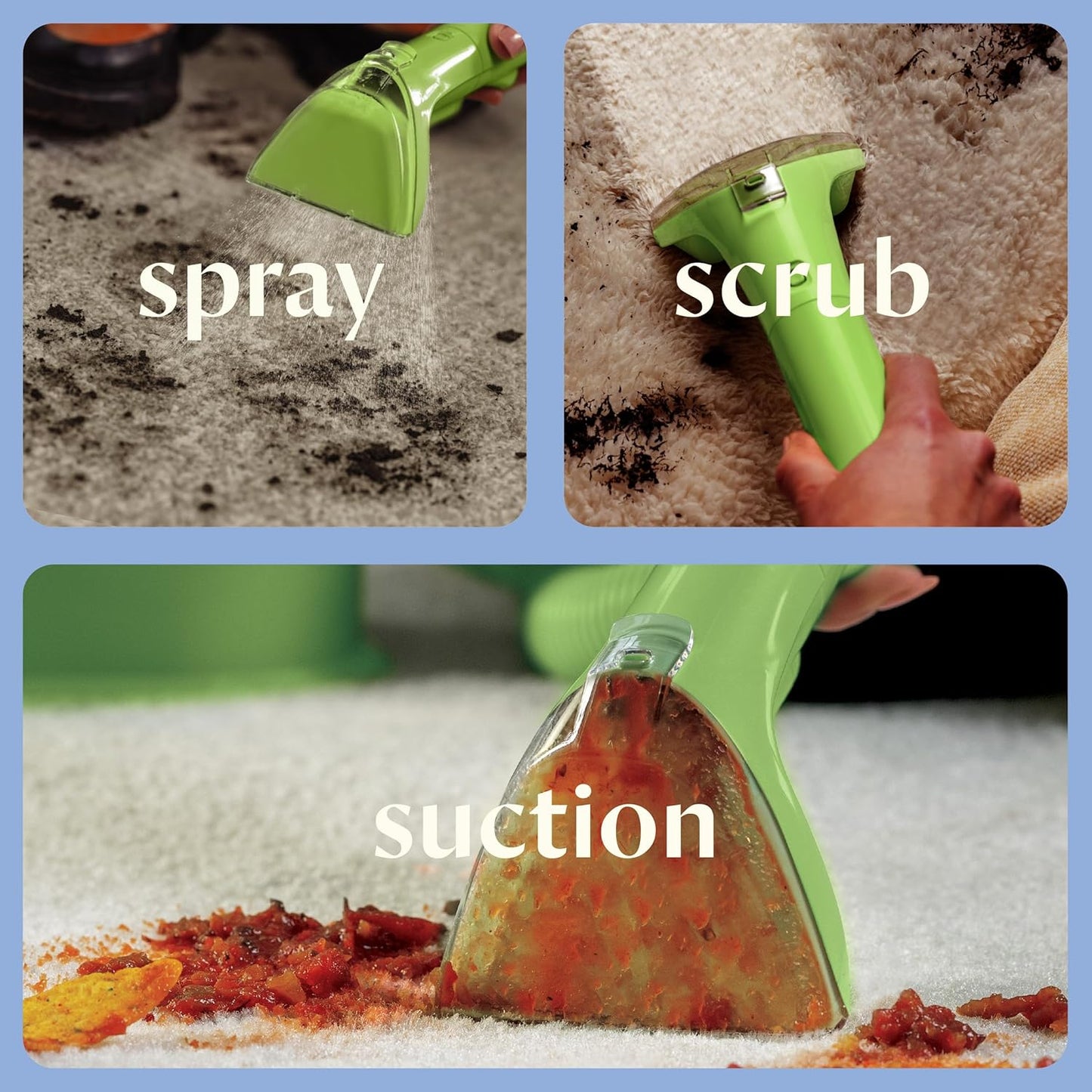 Bissell Little Green Mini Portable Carpet and Upholstery Deep Cleaner, Car/Auto Detailer, with HydroRinse Self-Cleaning Tool and 4" Tough Stain Tool, Tea Green, 4075