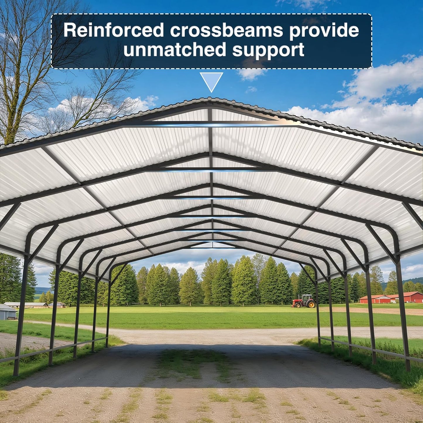 20x30 FT Metal Carport Canopy Heavy Duty with Reinforced Base and Galvanized Steel Roof & Frame, Garage Shelter for Cars, Boats and Trucks