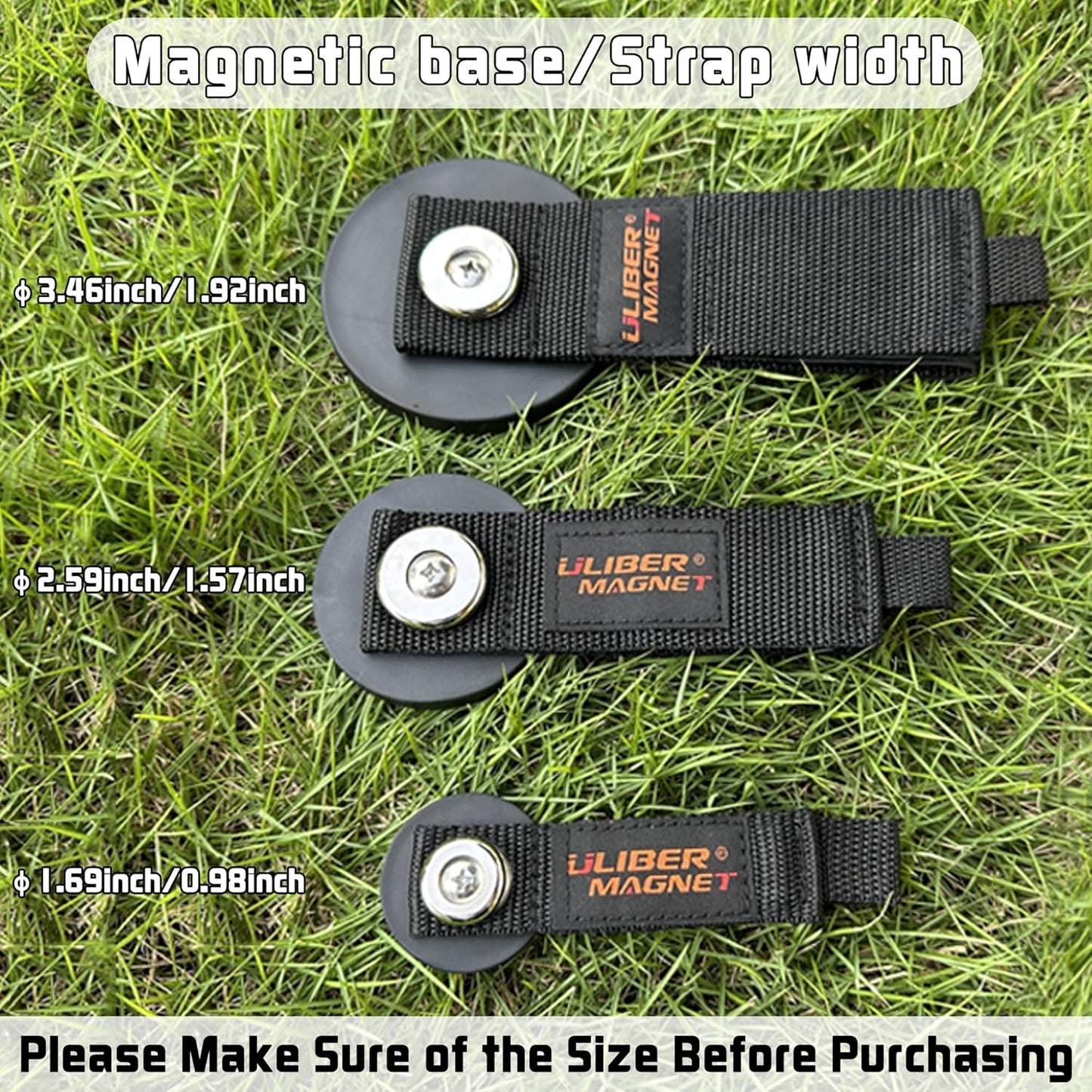 ULIBERMAGNET Strong Magnetic Storage Straps,Heavy Duty Magnetic Garage Storage Tool Organizer,Extension Cord, Cable, Rope,Tools for Garage,Pick-up,RV and Workshop(2 Pack/1.69INCH)