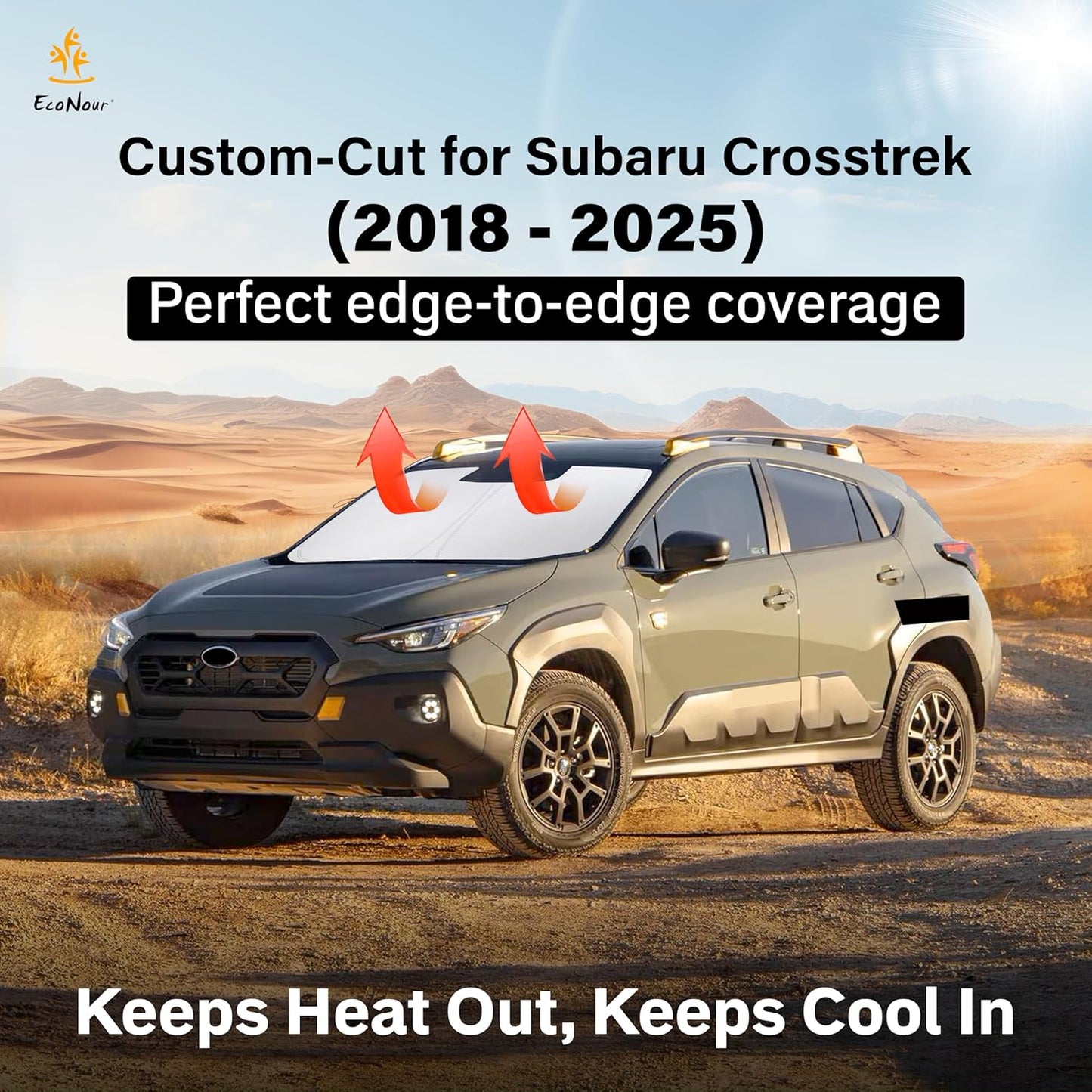 Econour Windshield Sun Shade for 2012-2017 Subaru Crosstrek/XV 2018-2023 Subaru Crosstrek Sunshade Foldable Sun Visor Protector Blocks UV Rays Keep Your Car Cooler