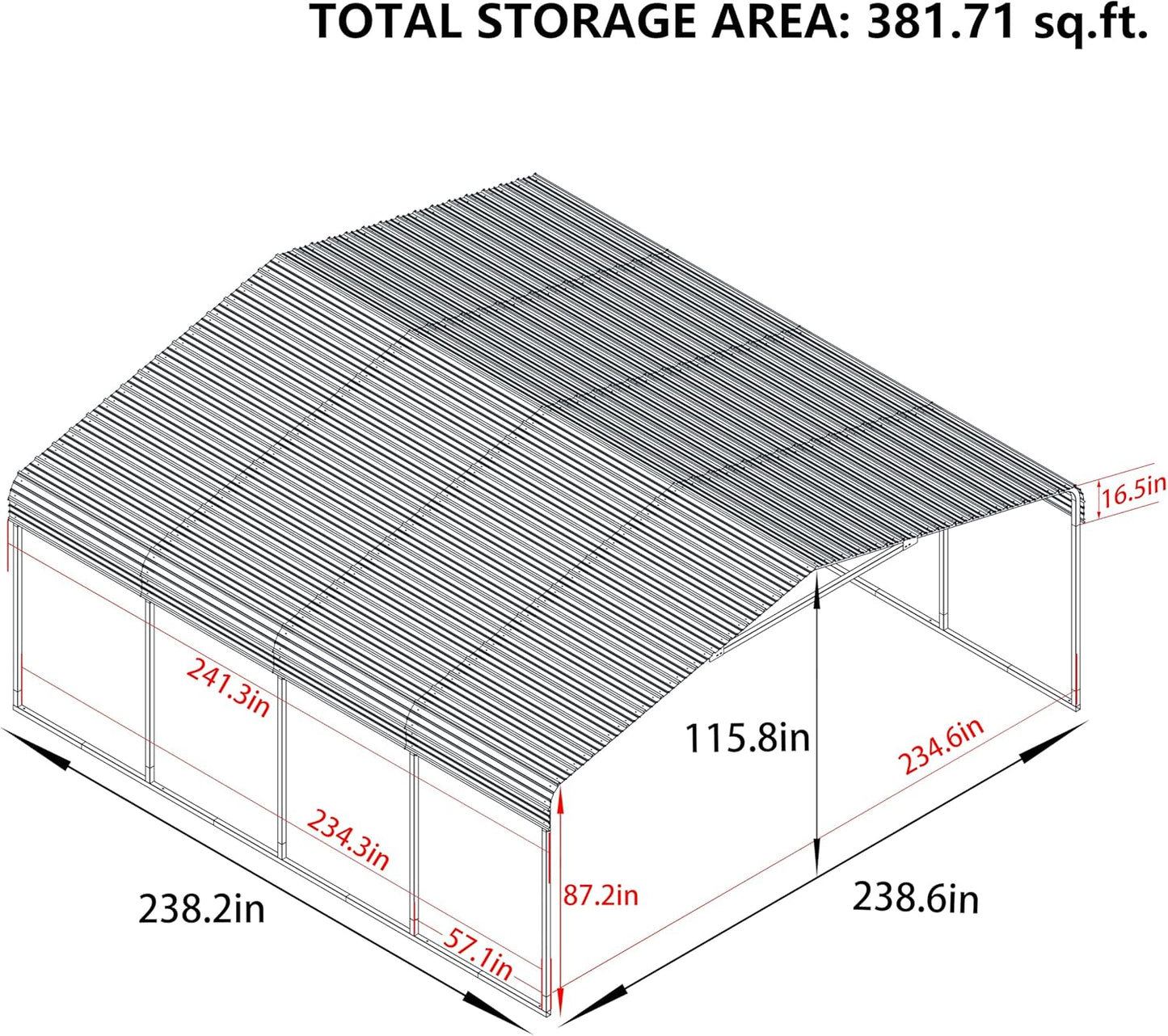 20x20 FT Carport with Metal Roof, Heavy Duty Metal Carport Canopy, Garage Car Shelter Shade for Outdoor, Car, Truck, Eggshell