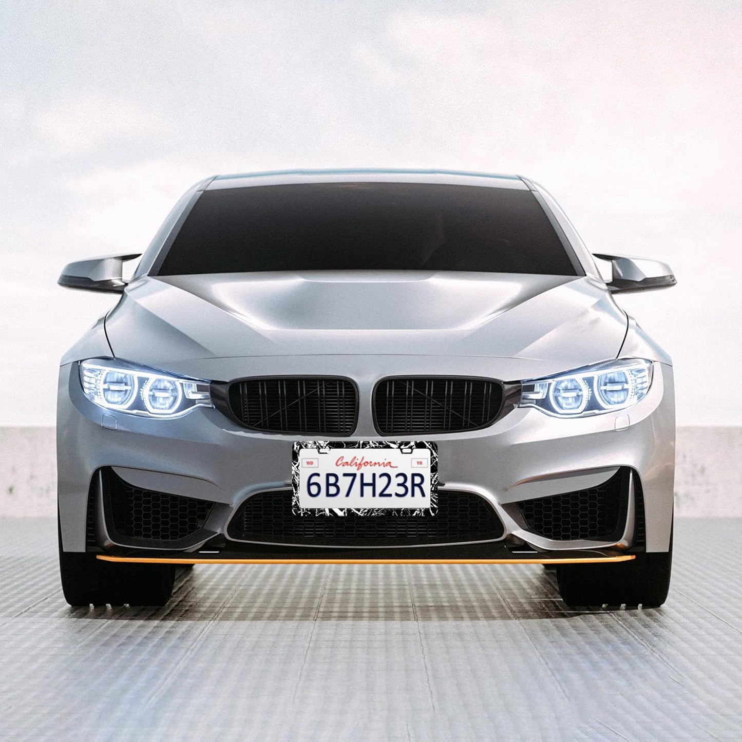 Black White Camouflage License Plate Frame Branches Trunks Camo License Plate Frames Personalise Stainless Steel Funny Design Compatible with Standard Holder for USA Canada 6 X 12 Inch with Screws