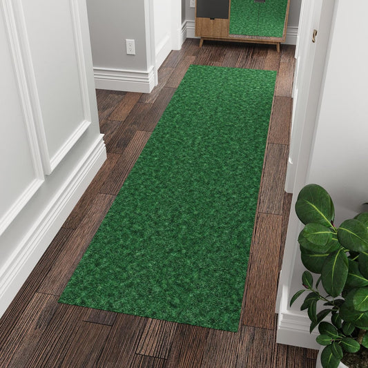 Ottomanson 2'7" x 9' Hallway Runner with Scraper Pile - Extra Durable Non-Slip Rug Mat for Indoor & Outdoor Use - Ideal for Kitchen, Entryway & Garage - High-Traffic Carpet, Green