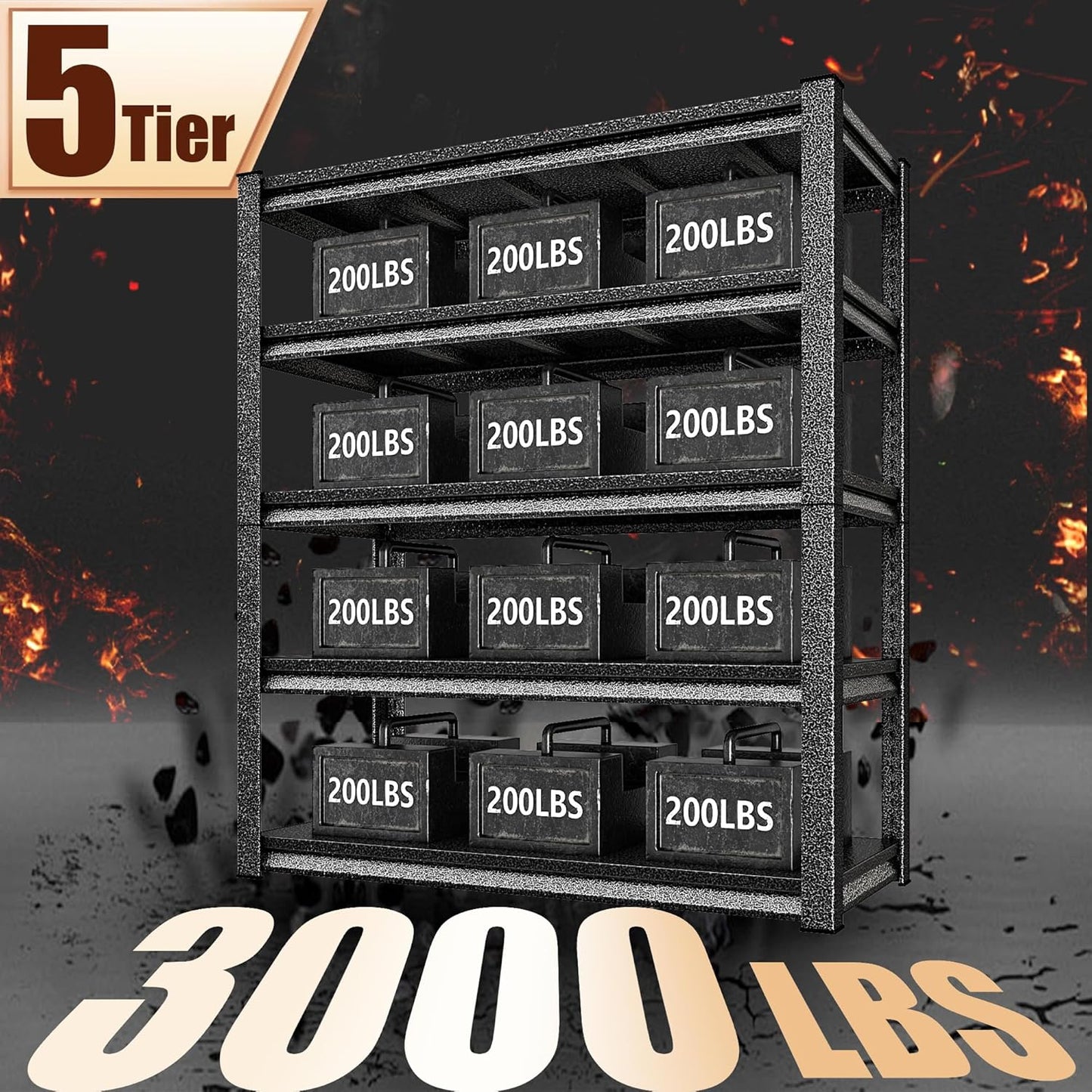 48" W Garage Shelving Heavy Duty，3000LBS Loads Adjustable Garage Storage Shelves,5-Tier Metal Storage Racks and Shelving Units, Utility Rack Shelves,48”W x 24”D x 78”H,Silver