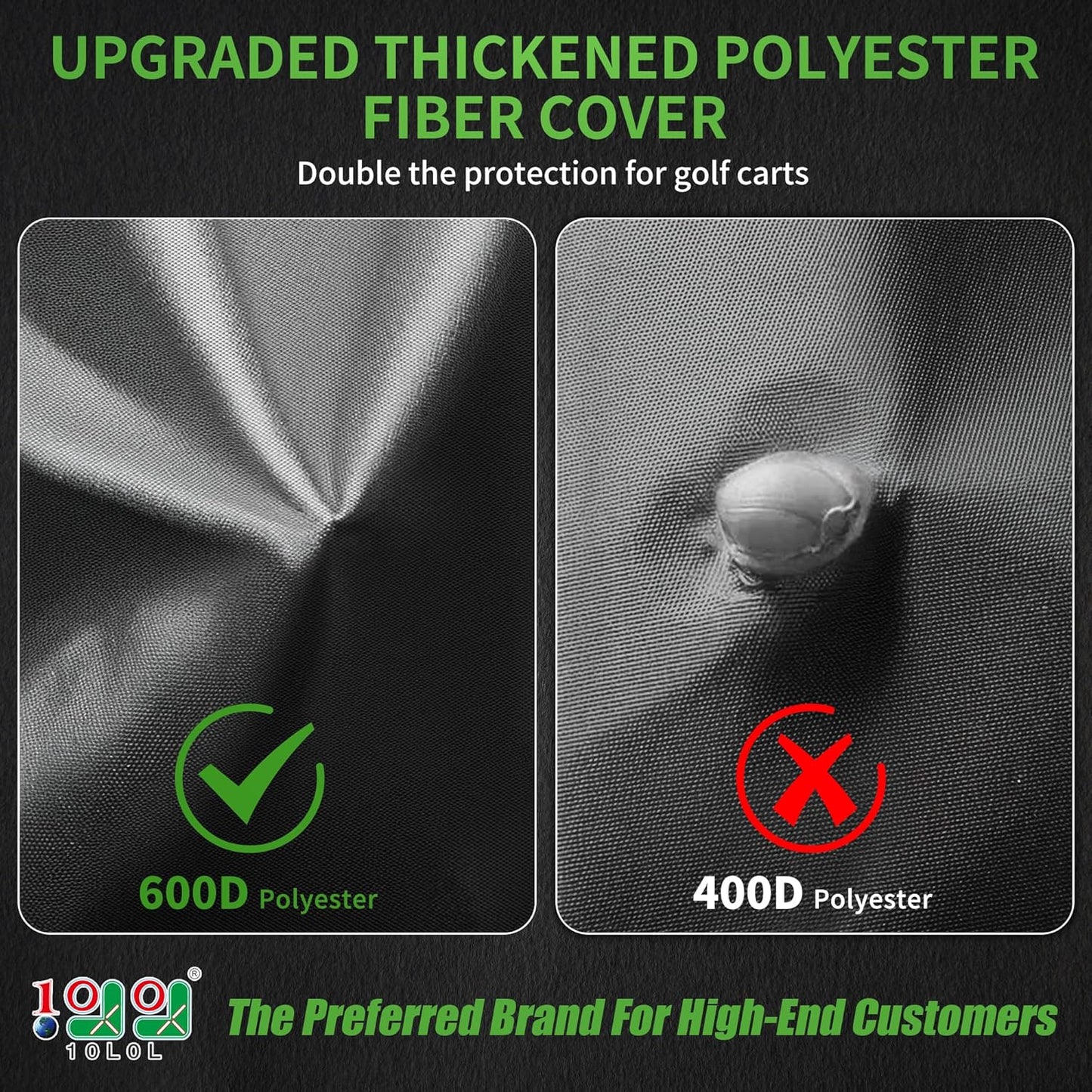 10L0L Heavy Duty Golf Cart Cover for 2/4 Passengers EZGO, Club Car and Yamaha, All Weather Outdoor Protection Weatherproof