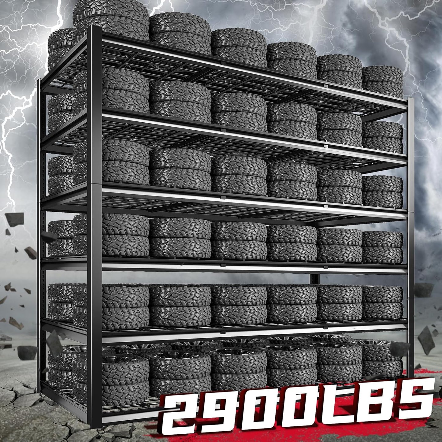 REIBII 60" W Garage Shelving, 2900LBS Storage Shelves, 6 Tier Heavy Duty Shelving, Adjustable Metal Shelving Units and Storage Rack for Warehouse, Pantry, Basement, 60" W x 84" Hx 24" D, 3 Pack