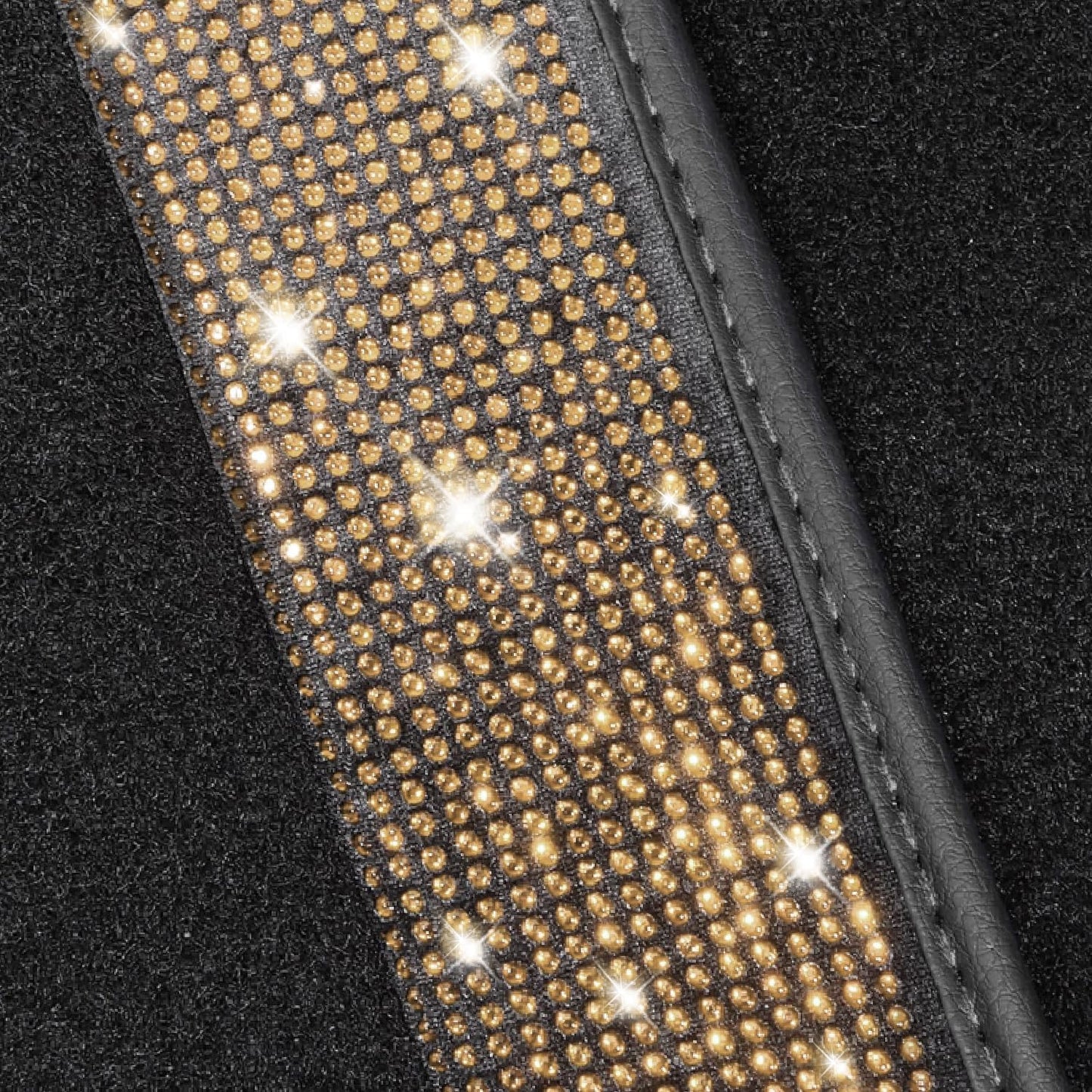 NBTEPEM Gold Bling Car Floor Mats Full Set, Universal Fit Most Cars,SUV, Trucks, 4 pcs Sparkle Glitter Diamond Carpet for Women Girls with Anti-Slip Pad (Gold Diamond)