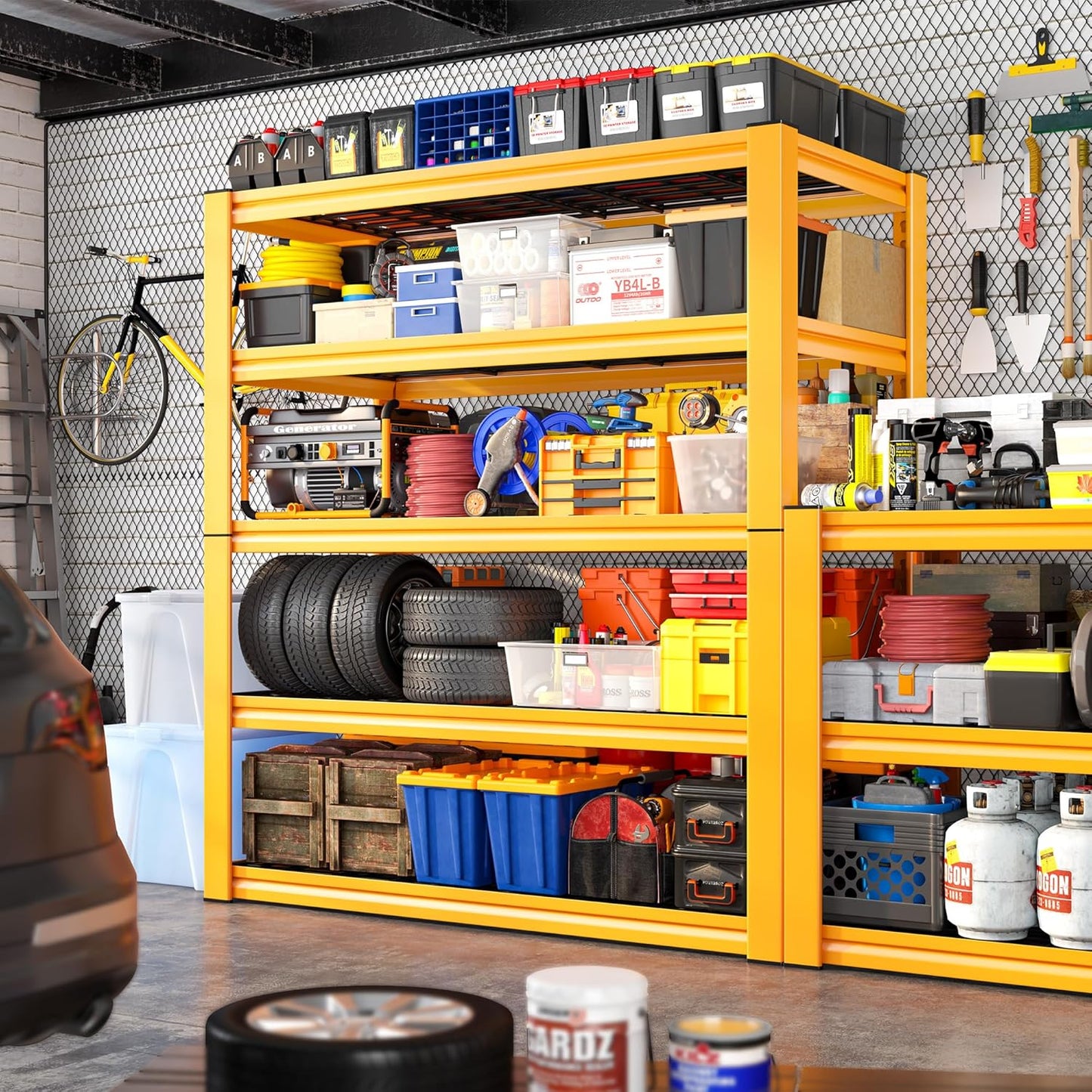 REIBII Garage Shelving Load 3000LBS, 5-Tier Storage Shelves, Adjustable Heavy Duty Metal Shelving Unit for Pantry, Basement, Warehouse, 72" H x 36" W x 16" D H, 3PC