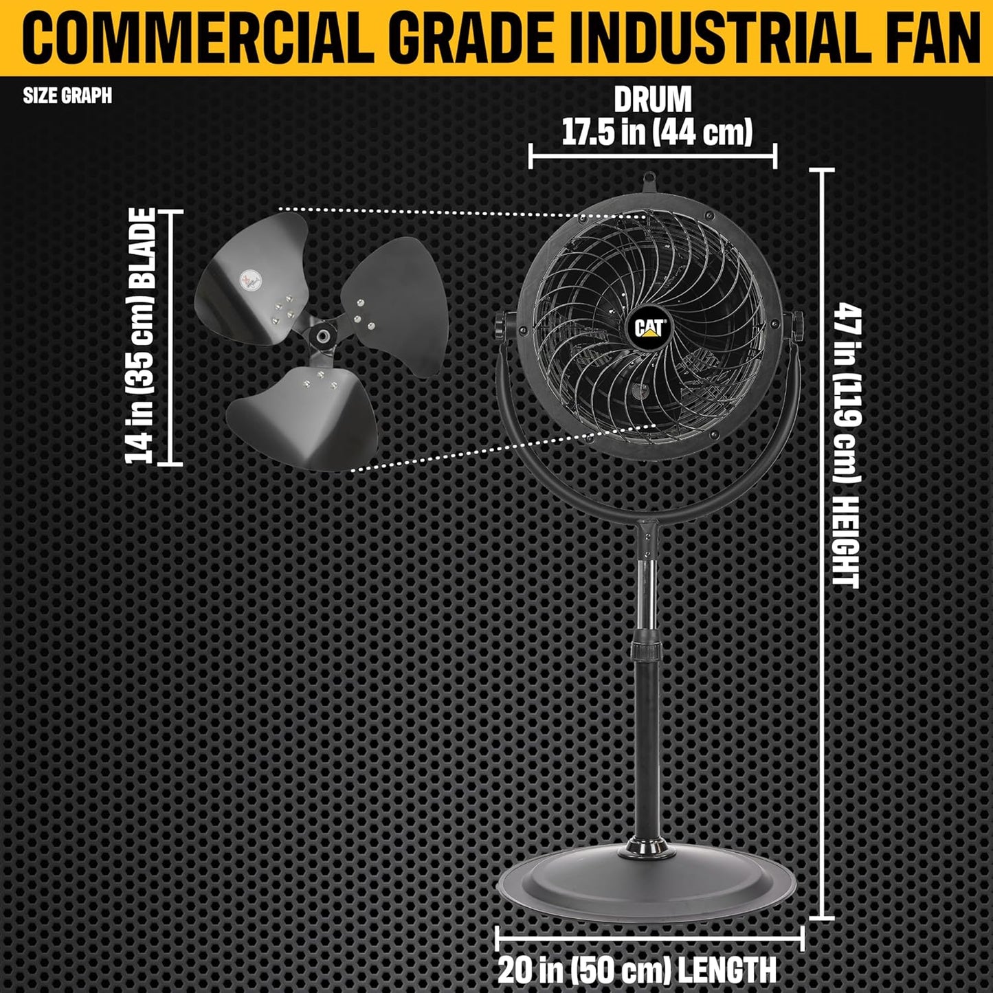 CAT Caterpillar® 14" HIGH VELOCITY PEDESTAL DRUM FAN, BLACK