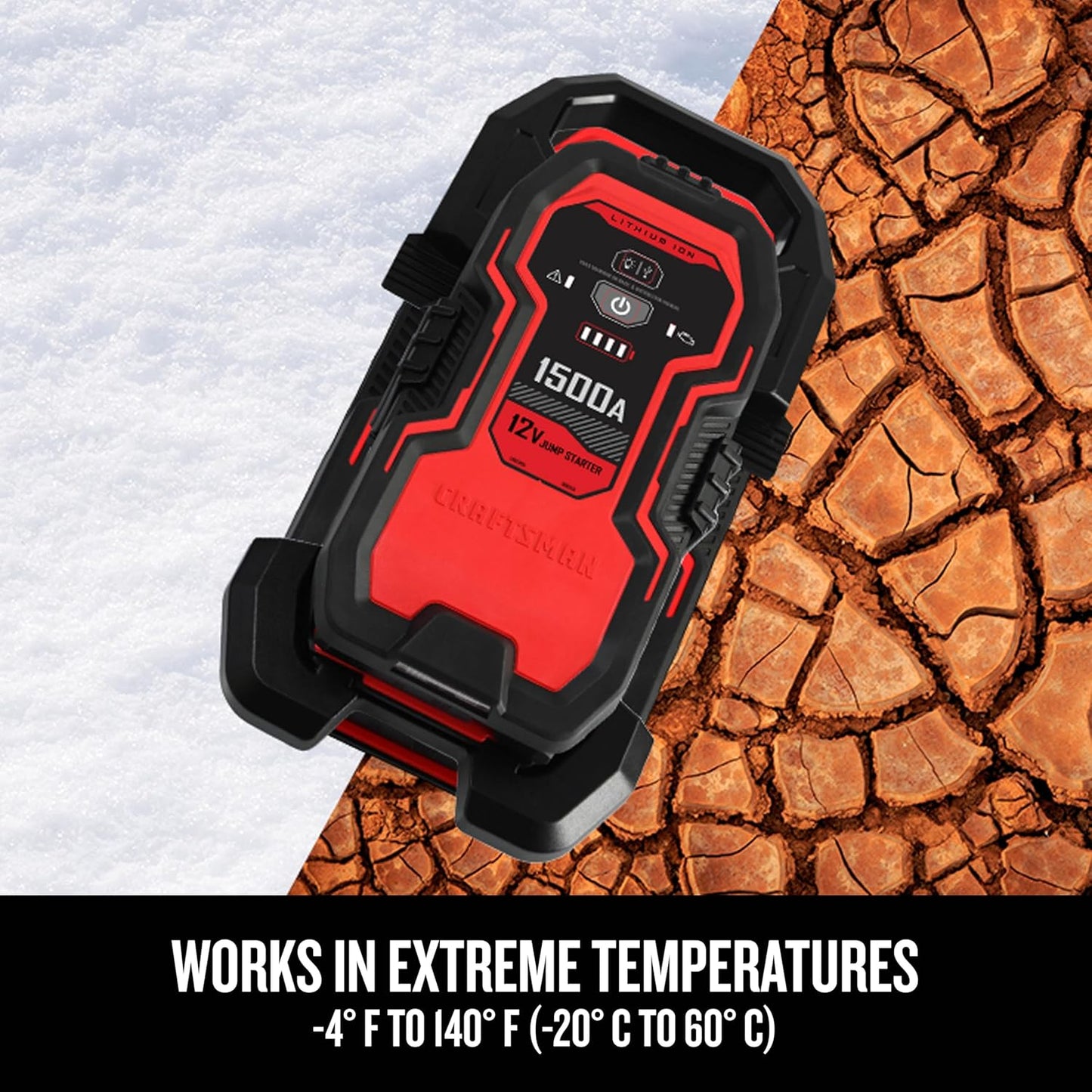 CRAFTSMAN Lithium Jump Starter and Portable Power Pack, CMXCESM264, 3-in-1, 2.4 Amp USB Port, LED Light, 1500 Amps, 12 Volt, for Motorcycle, Car, SUV, Truck, and Marine Batteries