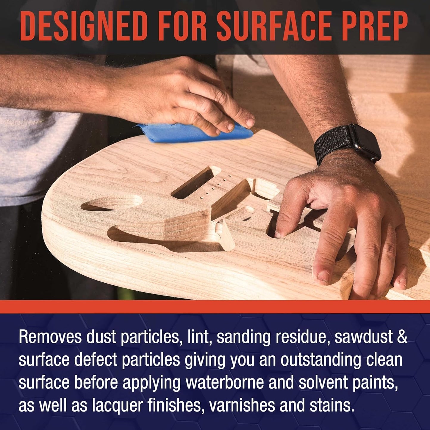 TCP Global - Pure Blue Superior Tack Cloths - Tack Rags (Box of 36) - Automotive Car Painters Professional Grade - Removes Dust, Sanding Particles, Cleans Surfaces - Wax and Silicone Free, Anti-Static