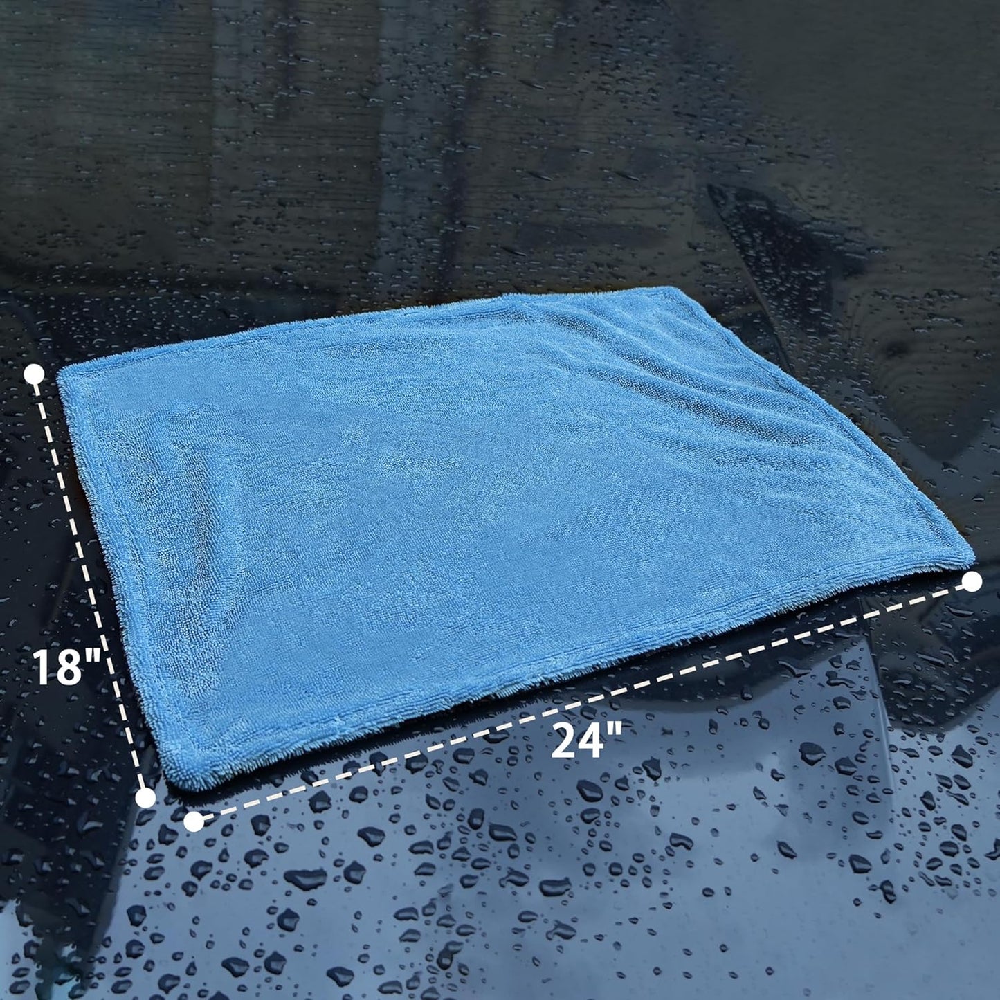 LIVOS 2 Pack Car Drying Towel, Premium Microfiber Towels for Cars, 1000GSM, Edgeless Twisted Loop Design, No Streaks, Scratches, or Water Spot, Absorbent Wash Towel, 18" x 24" (Blue&Grey)