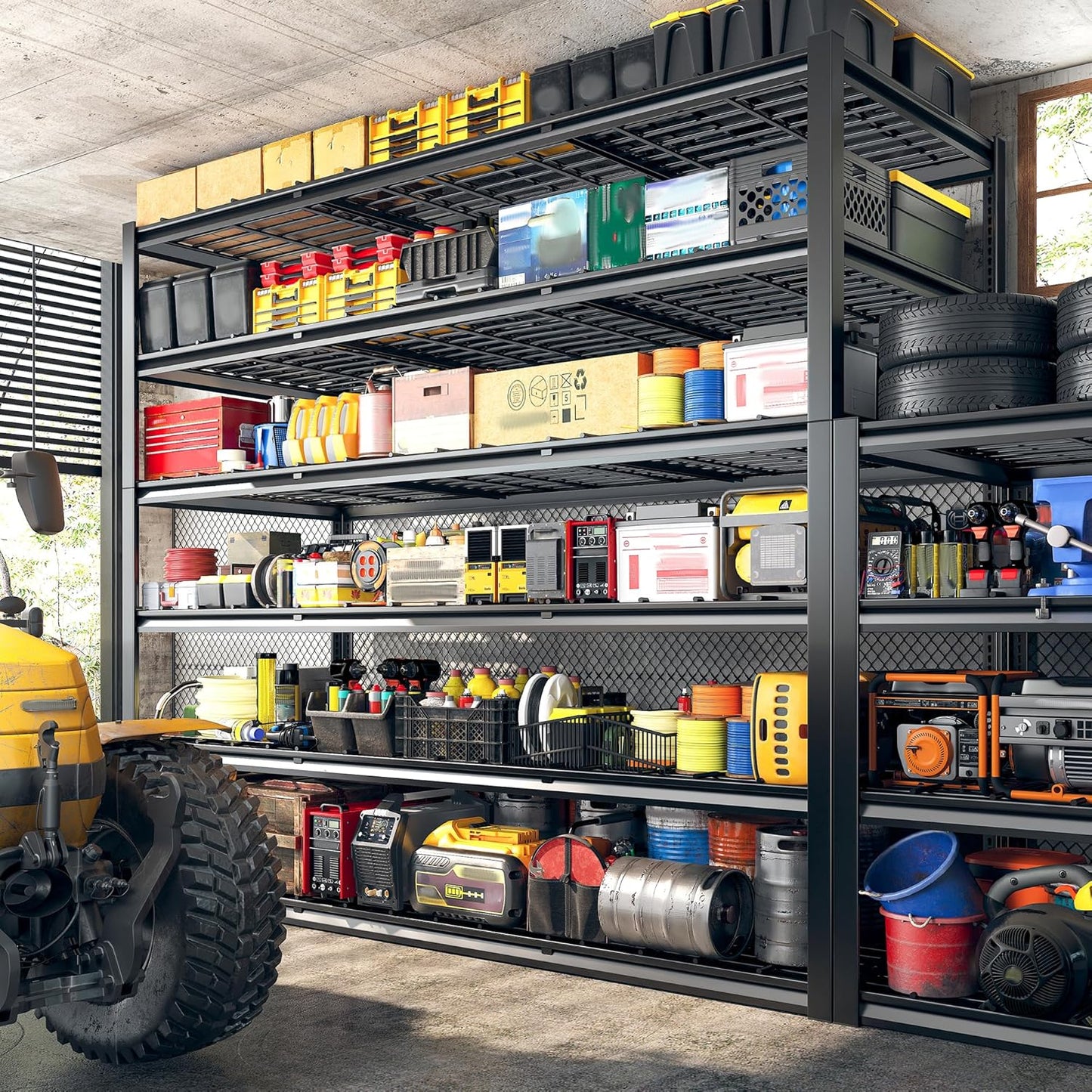 REIBII 60" W Garage Shelving, 2900LBS Storage Shelves, 6 Tier Heavy Duty Shelving, Adjustable Metal Shelving Units and Storage Rack for Warehouse, Pantry, Basement, 60" W x 84" Hx 24" D, 3 Pack