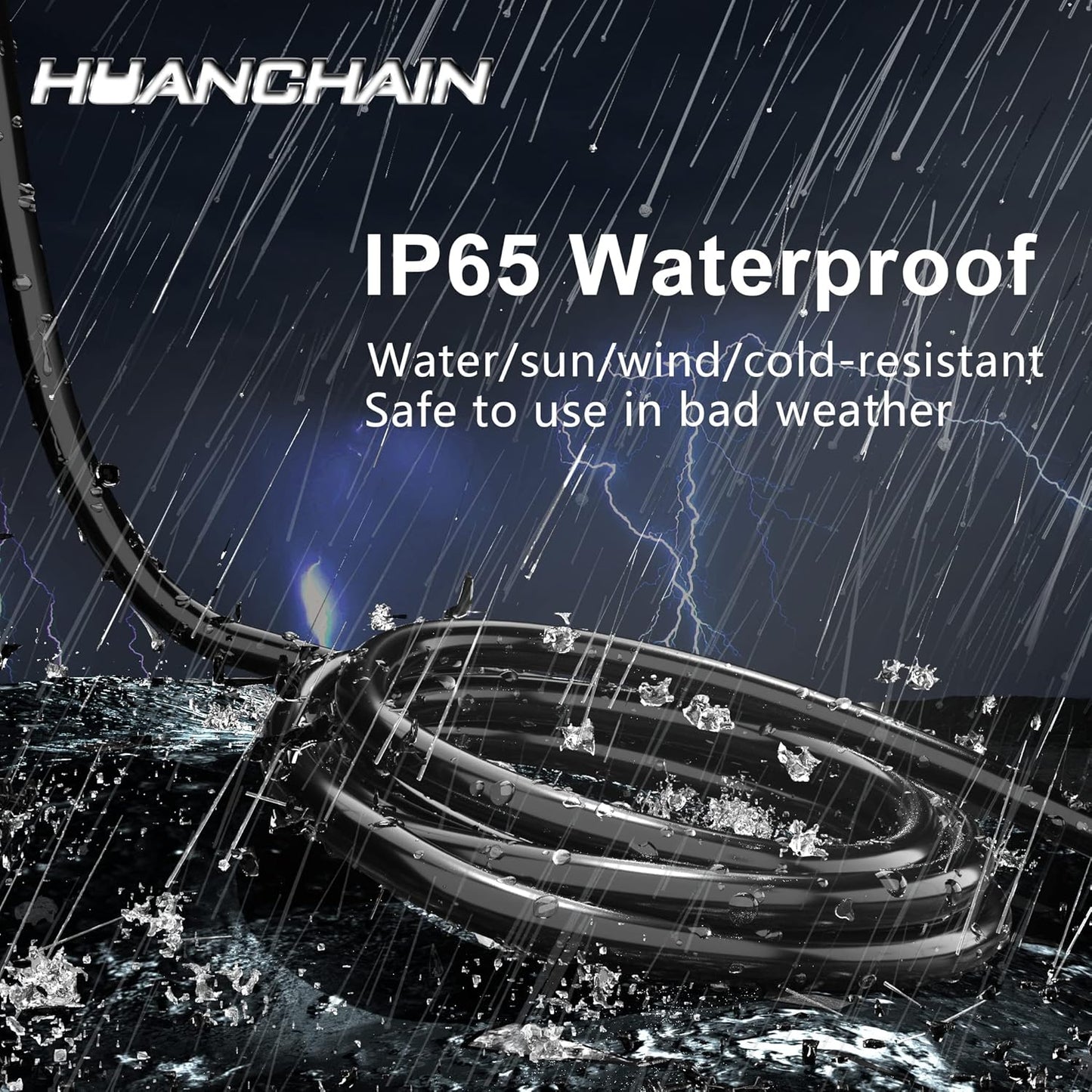 HUANCHAIN 16/3 Gauge 200 ft Extension Cord Outdoor Waterproof with Lighted end, Flexible Cold-Resistant 3 Prong Long Black Extension Cord Outside, 10A 1250W 16AWG SJTW, ETL