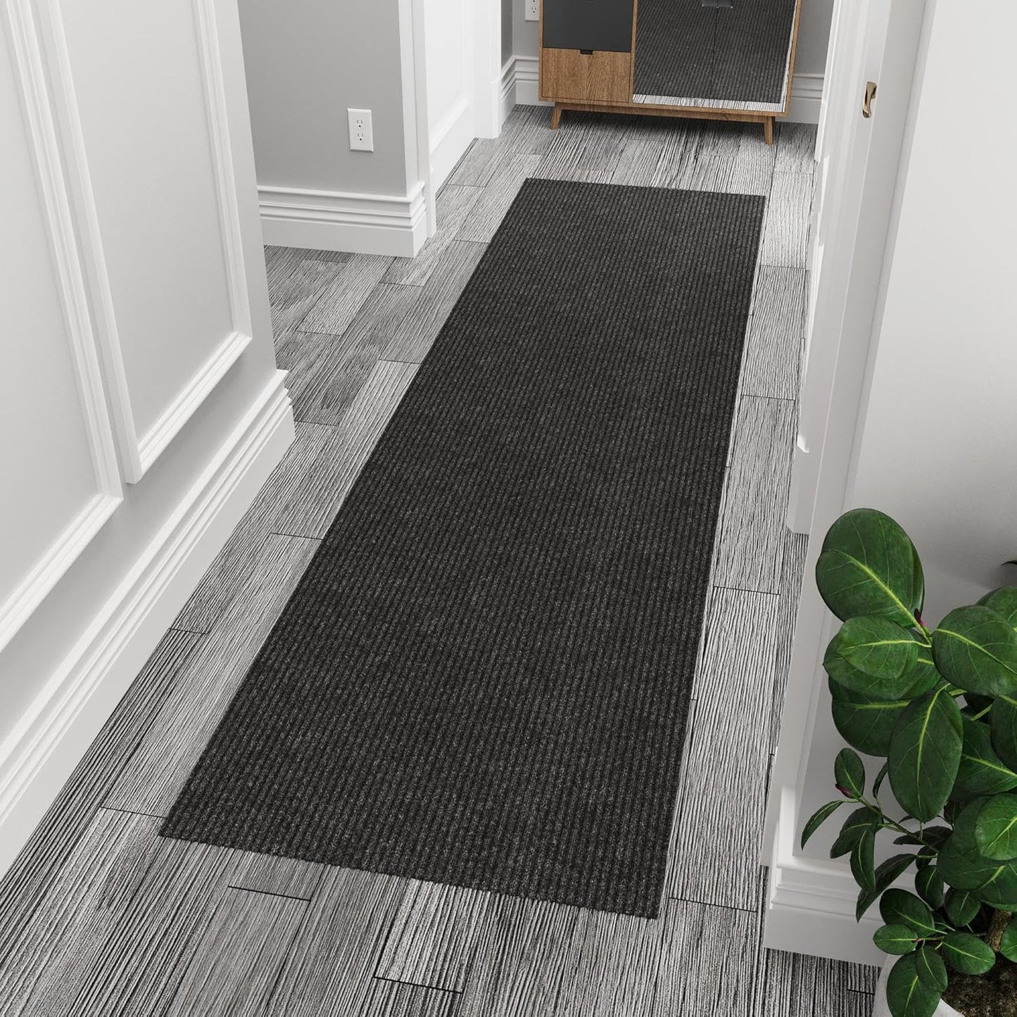 Ottomanson 3'11" x 6' Mud Mat Area Rug Scraper Carpet - Non-Slip, Dirt Trapping for Indoor & Outdoor Use - Ideal for Entryway, Garage, Kitchen, Patio & High-Traffic Areas, Black