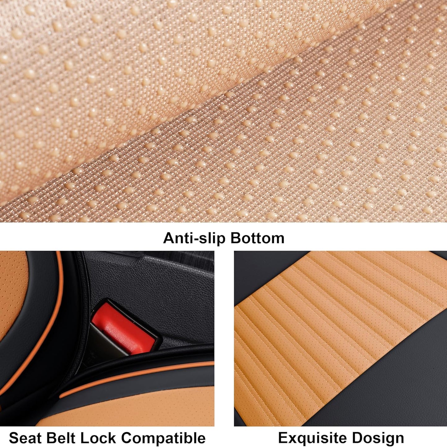LINGVIDO Car Seat Covers, Breathable and Waterproof Faux Leather Automotive Seat Covers for Cars SUV Truck Sedan,Universal Anti-Slip Seat Cover with Backrest (Full Set, Brown & Black)