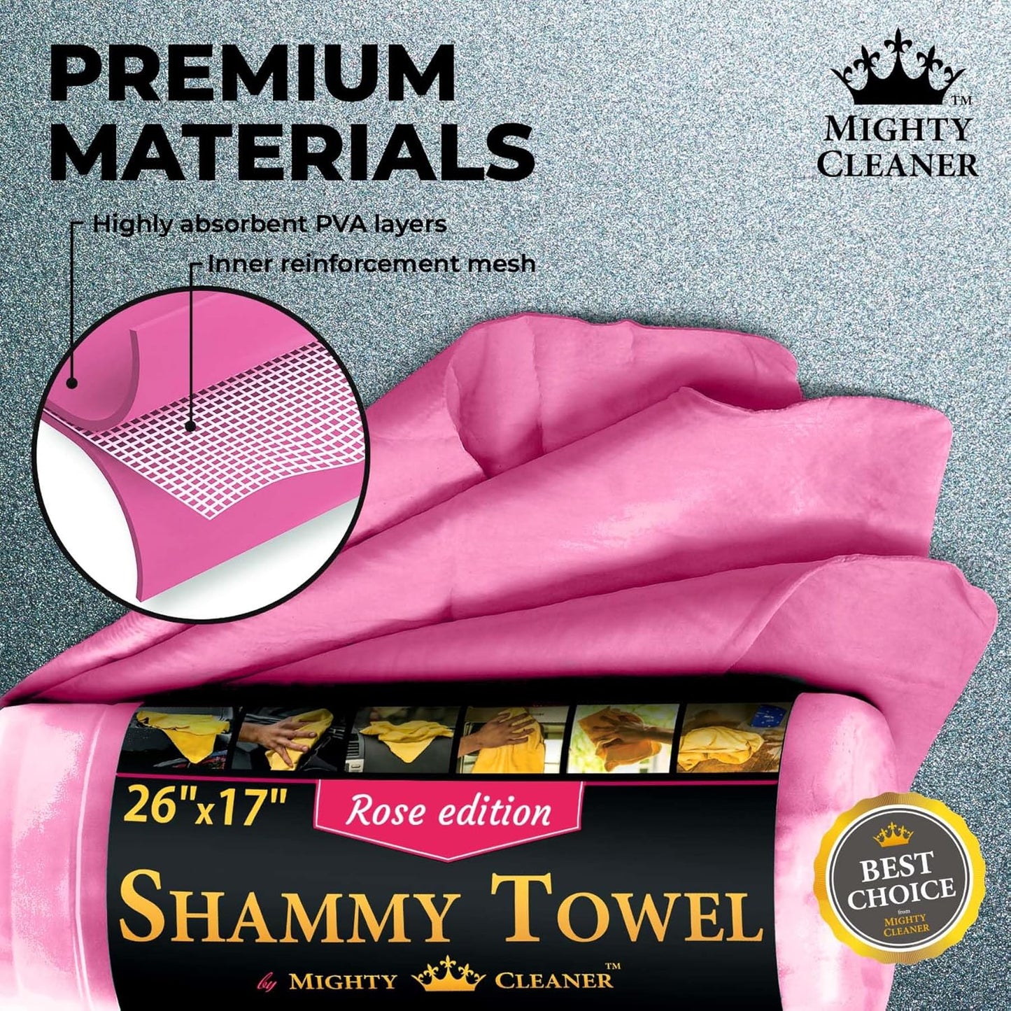 Premium 2pk +1 Free Shammy Cloth - Super Absorbent Chamois Towel - Reusable & Scratch-Free - Soft Car Drying Towels (26"x17")
