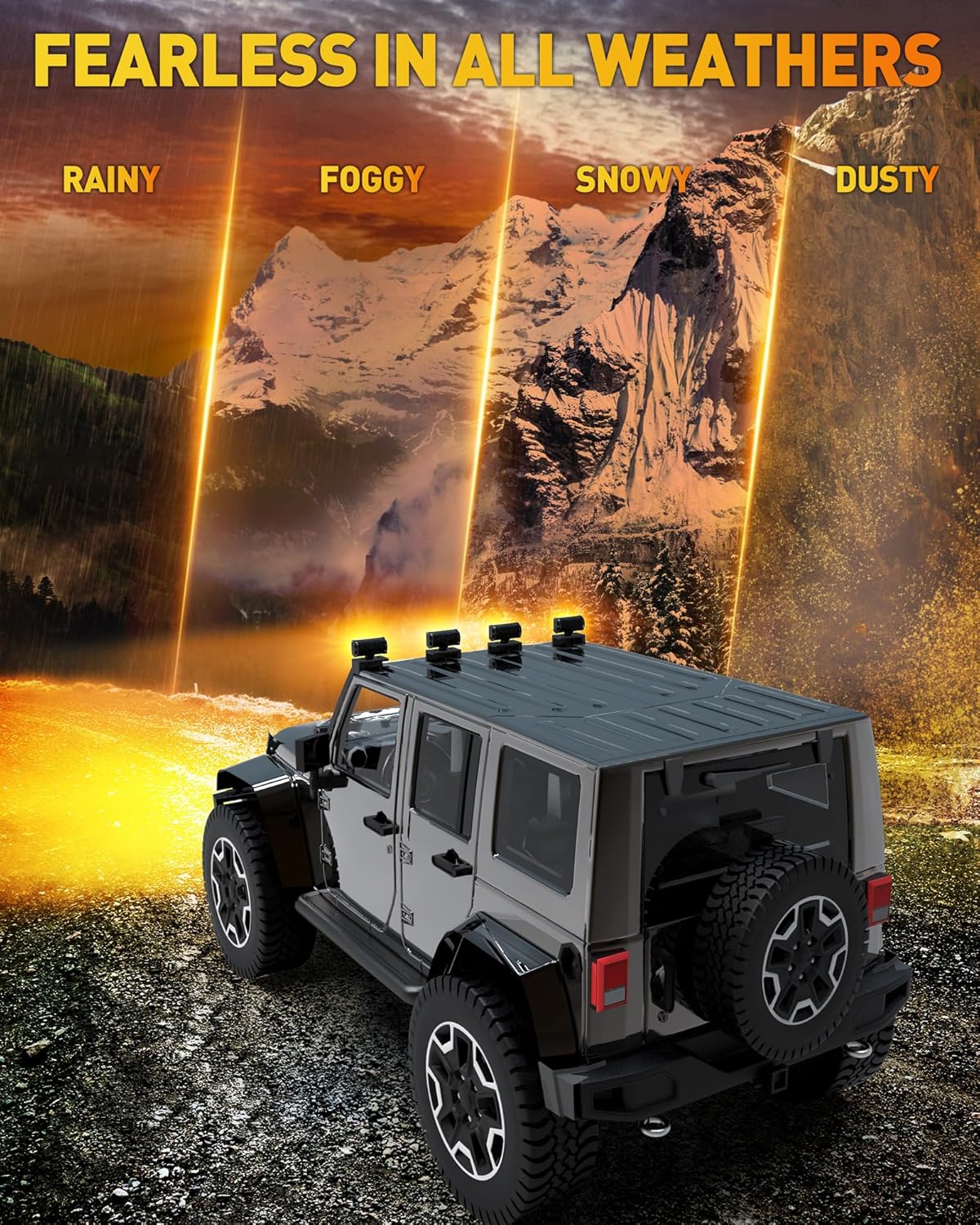 NAOEVO 7 Inch Amber LED Light Bar, 240W 24,000LM Offroad Fog/Driving Lights LED Pods with 2 Leads Wiring Harness Kit, Spot & Flood Work for Truck Boat UTV ATV, 2-Pack (Amber)